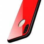 Wholesale iPhone XS / X Design Tempered Glass Hybrid Case (Red)